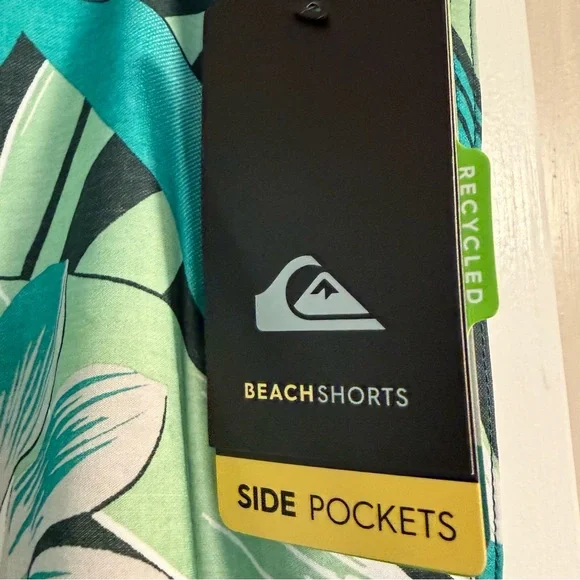 NWT QUIKSILVER SZ 38 Mens Board Shorts w/Pockets, Drawstring Swim Vacation Beach - Picture 5 of 12